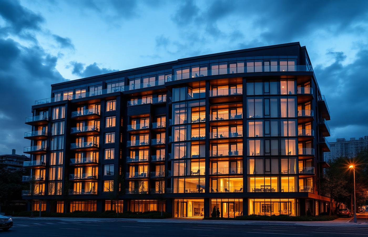 Modern luxury property at twilight